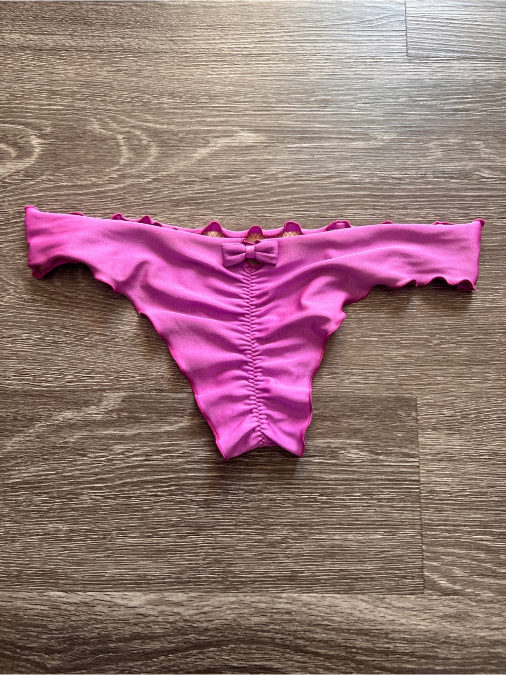 Luli Fama Purple/Pink Scrunch Butt Ruffled Bikini Bottoms
